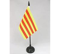 AZ FLAG - Pyrénées Orientales Table Flag 4'' x 6'' - French department Office Flag 100% Polyester 15 x 10 cm - Mini Desk Flag with 10'' Pole and Black Plastic Base