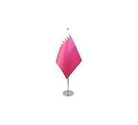 AZ FLAG - Qatar Prestige Table Flag 6'' x 9'' - Qatari Office Flag 100% Satin 22 x 15 cm - Desk Flag with Steel Pole and Base