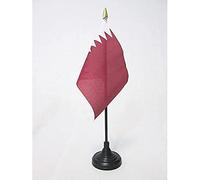 AZ FLAG - Qatar Table Flag 4'' x 6'' - Qatari Mini Desk Flag 100% Polyester 15 x 10 cm - Office Mini Banner with 10'' Pole - Golden Spear