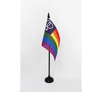 AZ FLAG - Rainbow Double Venus Table Flag 4'' x 6'' - Lesbian Pride Office Mini Banner 100% Polyester 15 x 10 cm - Mini Desk Flag with 10'' Pole and Black Plastic Base