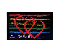 AZ FLAG - Rainbow Hate Will Not Win Flag - 3x5 Ft - 100D Polyester More Love Less Hate Banner with Two Metal Grommets - Fade Resistant - Vivid Colors - 3' x 5' Feet - 150x90 Cm