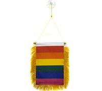 AZ FLAG - Rainbow Mini Banner - 6'' x 4'' - 100% Polyester Gay pride Small Pennant for Car - Double-sided Flag with Suction Cup Hanger