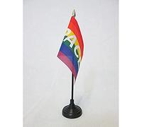 AZ FLAG - Rainbow Pace letter Table Flag 4'' x 6'' - Peace Mini Desk Flag 100% Polyester 15 x 10 cm - Office Mini Banner with 10'' Pole - Golden Spear