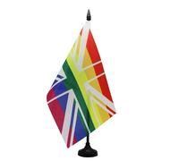AZ FLAG - Rainbow United Kingdom Table Flag 5'' x 8'' - gay Union Jack Office Flag 100% Polyester 21 x 14 cm - Mini Desk Flag with 10'' Pole and Black Plastic Base