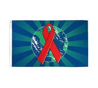 AZ FLAG - Red Ribbon World Aids Awareness Flag - 3x5 Ft - 100D Polyester Againt Hiv Banner with Two Metal Grommets - Fade Resistant - Vivid Colors - 3' x 5' Feet - 150x90 Cm