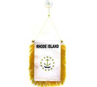 AZ FLAG - Rhode Island Mini Banner - 6'' x 4'' - 100% Polyester US state of Rhode Island Small Pennant for Car - Double-sided Flag with Suction Cup Hanger