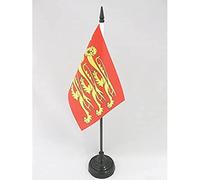 AZ FLAG - Richard The Lionheart Table Flag 4'' x 6'' - Richard I of England Office Flag 100% Polyester 15 x 10 cm - Mini Desk Flag with 10'' Pole and Black Plastic Base