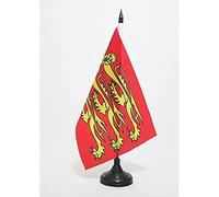 AZ FLAG - Richard The Lionheart Table Flag 5'' x 8'' - Richard I of England Office Flag 100% Polyester 21 x 14 cm - Mini Desk Flag with 10'' Pole and Black Plastic Base