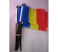 AZ FLAG Romania Flag 4'' x 6'' black stick - Romanian flags 10 x 15 cm - Light Polyester