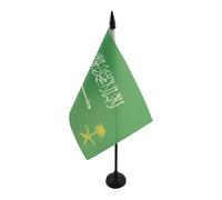 AZ FLAG - Royal Standard of Saudi Arabia Table Flag 5'' x 8'' - Saudi Arabian Kingdom Office Flag 100% Polyester 21 x 14 cm - Mini Desk Flag with 10'' Pole and Black Plastic Base