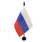 AZ FLAG - Russia Table Flag 4'' x 6'' - Russian Office Flag 100% Polyester 15 x 10 cm - Mini Desk Flag with 10'' Pole and Black Plastic Base