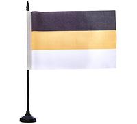 AZ FLAG Russian Empire 1858-1896 Table Flag 5'' x 8'' - Russia Empire Office Decoration 100% Polyester 21 x 14 cm - Mini Desk Flag with Pole and Black Plastic Base