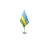 AZ FLAG - Rwanda Prestige Table Flag 6'' x 9'' - Rwandan Office Flag 100% Satin 22 x 15 cm - Desk Flag with Steel Pole and Base