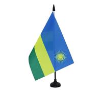 AZ FLAG - Rwanda Table Flag 5'' x 8'' - Rwandan Office Flag 100% Polyester 21 x 14 cm - Mini Desk Flag with 10'' Pole and Black Plastic Base