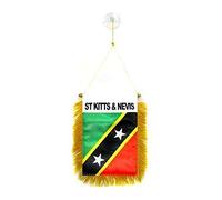 AZ FLAG - Saint Kitts and Nevis Mini Banner - 6'' x 4'' - 100% Polyester Nevisian Small Pennant for Car - Double-sided Flag with Suction Cup Hanger