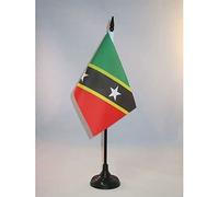 AZ FLAG - Saint Kitts and Nevis Table Flag 4'' x 6'' - Kittitian Office Mini Banner 100% Polyester 15 x 10 cm - Mini Desk Flag with 10'' Pole and Black Plastic Base
