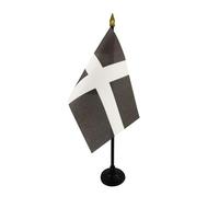 AZ FLAG - Saint Piran's Table Flag 4'' x 6'' - Cornwall Mini Desk Flag 100% Polyester 15 x 10 cm - Office Flag with 10'' Pole - Golden Spear