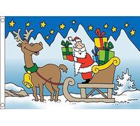 AZ FLAG - Santa With Sleigh And Reindeers Flag - 2x3 Ft - 100D Polyester Christmas Banner with Two Metal Grommets - Fade Resistant - Vivid Colors - 2' x 3' Feet - 90x60 Cm