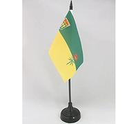 AZ FLAG - Saskatchewan Table Flag 4'' x 6'' - Canadian region of Saskatchewan Office Mini Banner 100% Polyester 15 x 10 cm - Mini Desk Flag with 10'' Pole and Black Plastic Base