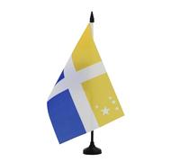 AZ FLAG - Scilly Isles Cross Table Flag 5'' x 8'' - Isles of Scilly Office Flag 100% Polyester 21 x 14 cm - Mini Desk Flag with 10'' Pole and Black Plastic Base