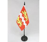 AZ FLAG - Seine Maritime Table Flag 4'' x 6'' - French department Office Flag 100% Polyester 15 x 10 cm - Mini Desk Flag with 10'' Pole and Black Plastic Base