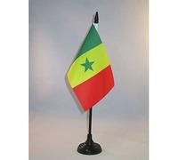 AZ FLAG - Senegal Table Flag 4'' x 6'' - Senegalese Office Mini Banner 100% Polyester 15 x 10 cm - Mini Desk Flag with 10'' Pole and Black Plastic Base