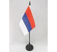 AZ FLAG - Serbia Civil Table Flag 4'' x 6'' - Serbian Office Flag 100% Polyester 15 x 10 cm - Mini Desk Flag with 10'' Pole and Black Plastic Base