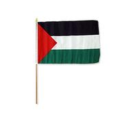 AZ FLAG - Set of 10 Palestine Hand Flag 12'' x 18'' with Wood Stick - 10 Small Palestinian Flags 100% Polyester 45 x 30 cm with 23'' Wooden Flagpole