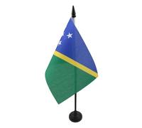 AZ FLAG - Solomon Table Flag 4'' x 6'' - Solomon Islander Office Flag 100% Polyester 15 x 10 cm - Mini Desk Flag with 10'' Pole and Black Plastic Base