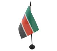 AZ FLAG - South Sudan Table Flag 4'' x 6'' - South Sudanese Office Flag 100% Polyester 15 x 10 cm - Mini Desk Flag with 10'' Pole and Black Plastic Base