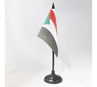 AZ FLAG - Sudan Table Flag 4'' x 6'' - Sudanese Office Flag 100% Polyester 15 x 10 cm - Mini Desk Flag with 10'' Pole and Black Plastic Base