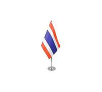 AZ FLAG - Thailand Prestige Table Flag 6'' x 9'' - Thai Office Flag 100% Satin 22 x 15 cm - Desk Flag with Steel Pole and Base