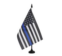 AZ FLAG Thin Blue Line American Table Flag 5'' x 8'' - United States police Office Decoration 100% Polyester 21 x 14 cm - Mini Desk Flag with Pole and Black Plastic Base
