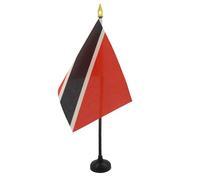 AZ FLAG - Trinidad and Tobago Table Flag 4'' x 6'' - Trinidadian Mini Desk Flag 100% Polyester 15 x 10 cm - Office Flag with 10'' Pole - Golden Spear
