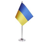 AZ FLAG Ukraine Table Flag 22x15 cm Ukrainian Satin Metal Base