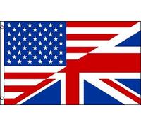 AZ FLAG - Usa Uk Friendship Flag - 2x3 Ft - 100D Polyester Friendly Banner with Two Metal Grommets - Fade Resistant - Vivid Colors - 2' x 3' Feet - 90x60 Cm