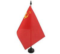 AZ FLAG - USSR Table Flag 5'' x 8'' - Red comunist Office Flag 100% Polyester 21 x 14 cm - Mini Desk Flag with 10'' Pole and Black Plastic Base