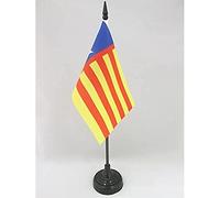 AZ FLAG - Valencian Community Independentist Table Flag 4'' x 6'' - Valencia nationalist Office Flag 100% Polyester 15 x 10 cm - Mini Desk Flag with 10'' Pole and Black Plastic Base