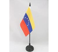 AZ FLAG - Venezuela Old Table Flag 4'' x 6'' - Venezuelan Office Mini Banner 100% Polyester 15 x 10 cm - Mini Desk Flag with 10'' Pole and Black Plastic Base