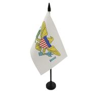 AZ FLAG - Virgin Islands of the United States Table Flag 4'' x 6'' - Virgin Islander Office Flag 100% Polyester 15 x 10 cm - Mini Desk Flag with 10'' Pole and Black Plastic Base
