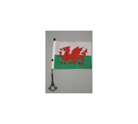 AZ FLAG Wales BIKE Flag 5'' x 8'' - Welsh BICYCLE Flag 21 x 14 cm - Black plastic stick and base