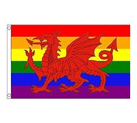 AZ FLAG - Wales Rainbow Weles Dragon Flag - 3x5 Ft - 100D Polyester Gay Welsh Banner with Two Metal Grommets - Fade Resistant - Vivid Colors - 3' x 5' Feet - 150x90 Cm