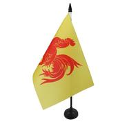 AZ FLAG - Wallonia Table Flag 5'' x 8'' - Belgium Office Flag 100% Polyester 21 x 14 cm - Mini Desk Flag with 10'' Pole and Black Plastic Base