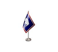 AZ FLAG Wyoming Prestige Table Flag 6'' x 9'' - US state of Wyoming Office Decoration 100% Satin 22 x 15 cm - Desk Flag with Steel Pole and Base