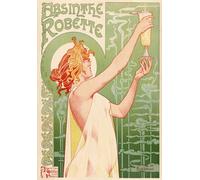 AZ08 Vintage 1896 Absinthe Robette Liqueur Livemont Art Nouveau Advertisement Poster Re-Print - A4 (297 x 210mm) 11.7" x 8.3"