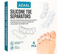 AZAAL Toe Separator for Bunion Corrector, 2 Pairs Silicone Toe Corrector for Overlapping Toes, Flexible Toe Seprators Foot Pain Relief for Men & Women - Reusable Soft Gel Toe Straightener