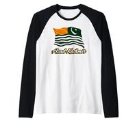 Azad Kashmiri Flag Patriotic Men Women Kids Kashmir AJK Raglan Baseball Tee
