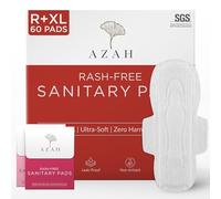 Azah Sanitary Pads for women | Super Saver Box of 60 Pads - 30 Regular + 30 Heavy Flow (XL) | Rash Free | Super 3x Absorbent | 100% Organic Cotton Pads | Unscented | Ultra Soft | With Disposable Cover