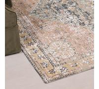 Azalea Faded Pink With Blue Chenille Washed Rug 230X160Cm