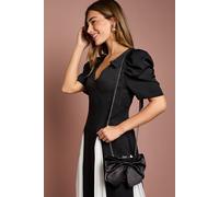 Azalea Satin Bow Detail Clutch Bags Coast Black One Size
